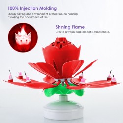 Lotus shaped rotating birthday candle with 8 small candles & Happy Birthday songParty