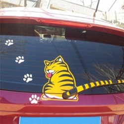 Cat moving tail & paws - 3D car sticker for rear windshield window wiperStickers