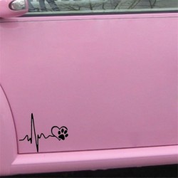 heartbeat love dog footprints funny car sticker - pull fuel tank pointer reflective vinyl car stickerStickers