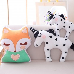 cute unicorn fox stuffed baby toys - soft kawaii animal shaped - pillow cartoon doll - cushion giftKussens