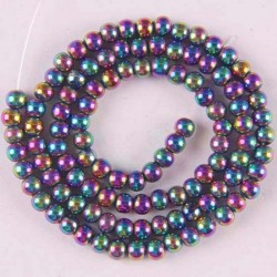 4MM Motley Magnetic Hematite Round Loose Beads Strand 16 Inch Jewelry For Woman Gift Making B088Ballen