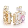 Dalaful Enamel Flower Rhinestone Bottle Keyrings Crystal Bag Pendant For Car Key Chains Holder RingsSleutelhangers