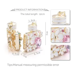 Dalaful Enamel Flower Rhinestone Bottle Keyrings Crystal Bag Pendant For Car Key Chains Holder RingsSleutelhangers