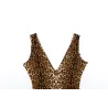 Cryptographic Sexy Deep V-Neck Sleeveless Leopard Rompers Womens Jumpsuit Short Summer Streetwear PlJumpsuits
