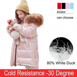 Free shipping Fashion Brand Girl Down Jacket Warm Child Down Parkas Coat Fur Kid Teenager ThickeningKinderen