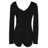 Women Sexy V Neck Cotton Bodysuit Long Sleeve Autumn Clothing Wear Sexy Slim Short Cotton Knitted BoBlouses & overhemden