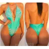 Womens Padded Up One Piece Push Up Monokini Diamond Swimwear crystal Swimsuit Sexy Backless Thong BeBadkleding