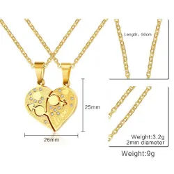 Vnox Rhinestone Charm Pendant Necklace Love Heart Shaped 20 O Link Chain Necklace Gift Jewelry AcceHalskettingen