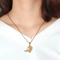 Vnox Rhinestone Charm Pendant Necklace Love Heart Shaped 20 O Link Chain Necklace Gift Jewelry AcceHalskettingen