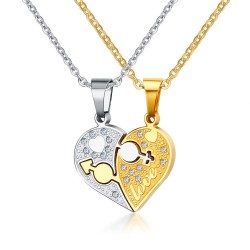 Vnox Rhinestone Charm Pendant Necklace Love Heart Shaped 20 O Link Chain Necklace Gift Jewelry AcceHalskettingen