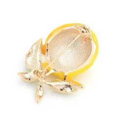 Wulibaby Enamel Yellow Lemon Brooches Women Alloy Orange Party Causal Brooch Pins GiftsBroches