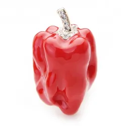 Wulibaby Red And Green Pepper Enamel Brooches Women Mens Alloy Vegetables Plant Party Banquet BrooBroches