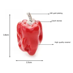 Wulibaby Red And Green Pepper Enamel Brooches Women Mens Alloy Vegetables Plant Party Banquet BrooBroches