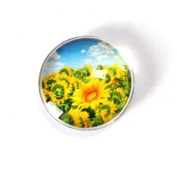 kitchen fridge sticker - round glass sunflower pattern fridge magnet stickerDecoration