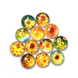 QIYUE Kitchen Fridge Sticker Round Glass Sunflower Pattern Fridge Magnet Modern Home Decoration SouvDecoratie