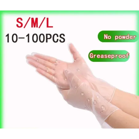 Disposable - anti static - powder-free - oil-proof - transparent PVC protective glovesMondmaskers