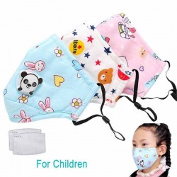 PM25 gezichtsmasker met actieve koolstof filter met luchtklep - mondkapje voor kinderen - incl. extra filters