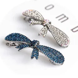 Elegante Strik Vlinder Kristal Haar Clip HaarspeldHaarspelden