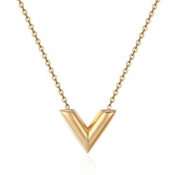 V Letter pendant with necklace - stainless steelHalskettingen