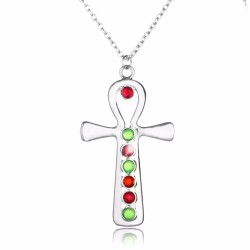 Multi-Color Crystal Jesus Cross - Pendant NecklaceHalskettingen