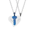 2-piece Heart Key Necklace - Blue/GoldHalskettingen
