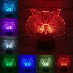 3D uil - LED nachtlampje - USB - touch control / afstandsbedieningVerlichting
