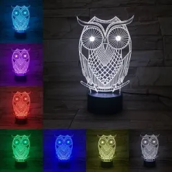 3D uil - LED nachtlampje - USB - touch control / afstandsbedieningVerlichting