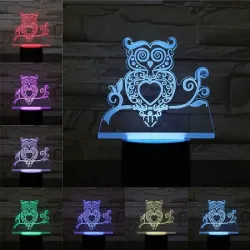 3D uil - LED nachtlampje - USB - touch control / afstandsbedieningVerlichting