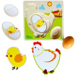 3D wooden puzzle - multilayer jigsaw - hen laying eggs - chicken growth - educational toysWooden