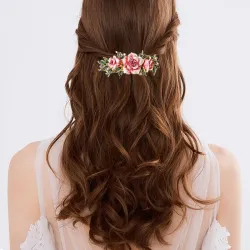 Geëmailleerde bloemen met kristallen - vintage haarclipHaarspelden