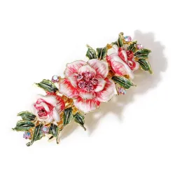 Geëmailleerde bloemen met kristallen - vintage haarclipHaarspelden