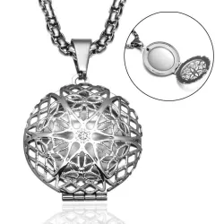 hip gold color stainless steel - hollow round necklace - lover gift jewelryHalskettingen