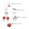 Dubbele kers - ketting - ring - oorbellen - armband - 925 sterling zilverHalskettingen