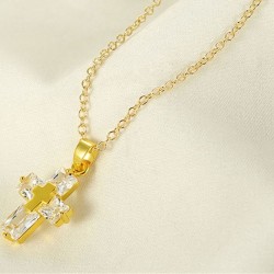 Double cross necklace - gold - womenHalskettingen