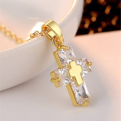 Double cross necklace - gold - womenNecklaces