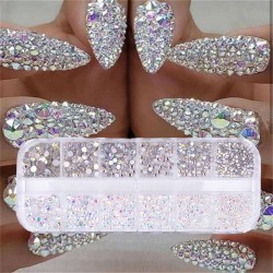12 boxes / set - AB crystal - rhinestone - diamond gem - glitter - nail art