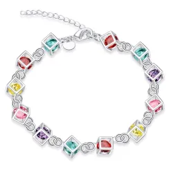 Meerkleurige armband met kubussen - 925 sterling zilverArmbanden