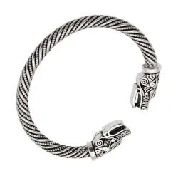 Vintage Vikingarmband met wolfskop - zilver - goudArmbanden
