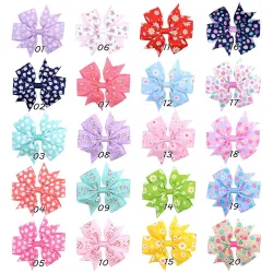 1Piece - Ribbon Hair Bows With Clip - Baby Girls - FlowerHaarspelden
