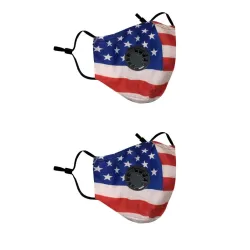 2 - 4 stuks - PM2.5 - beschermend gezichts- / mondmasker met luchtklep & filter - herbruikbaar - Amerikaanse vlagMondmaskers