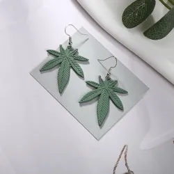 Hemp Leaves - Dangle Earrings - Geometric Drop EarringsEarrings