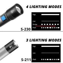 USB Rechargeable - LED Flashlight - T6 - 1200mAh - WaterproofSurvival gereedschap