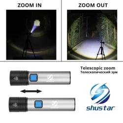 USB Rechargeable - LED Flashlight - T6 - 1200mAh - WaterproofSurvival gereedschap