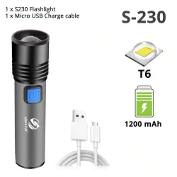 USB Rechargeable - LED Flashlight - T6 - 1200mAh - WaterproofSurvival gereedschap