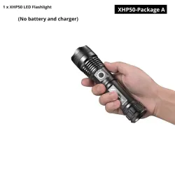 Powerful LED Flashlight - XHP - Torch Support - Mircro chargingSurvival gereedschap