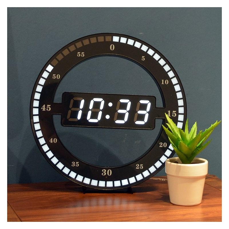 12 Inch - LED Ring Wall Clock - Automatic - Digital - ElectronicKlokken