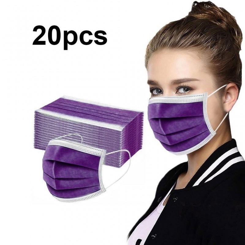Wegwerp antibacterieel medisch gezichtsmasker - mondmasker - mondkapje - 3 laags - paarsMondmaskers