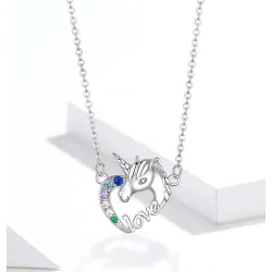 925 Sterling Silver - Unicorn Of Love - Necklaces - Zircon - PendantHalskettingen