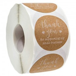 "Thank You for supporting my small business" - ronde stickers van natuurlijk kraftpapier - 100 - 500 stuksBakvormen
