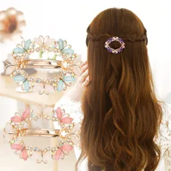 Elegante haarclip met kristallen & vlindersBroches